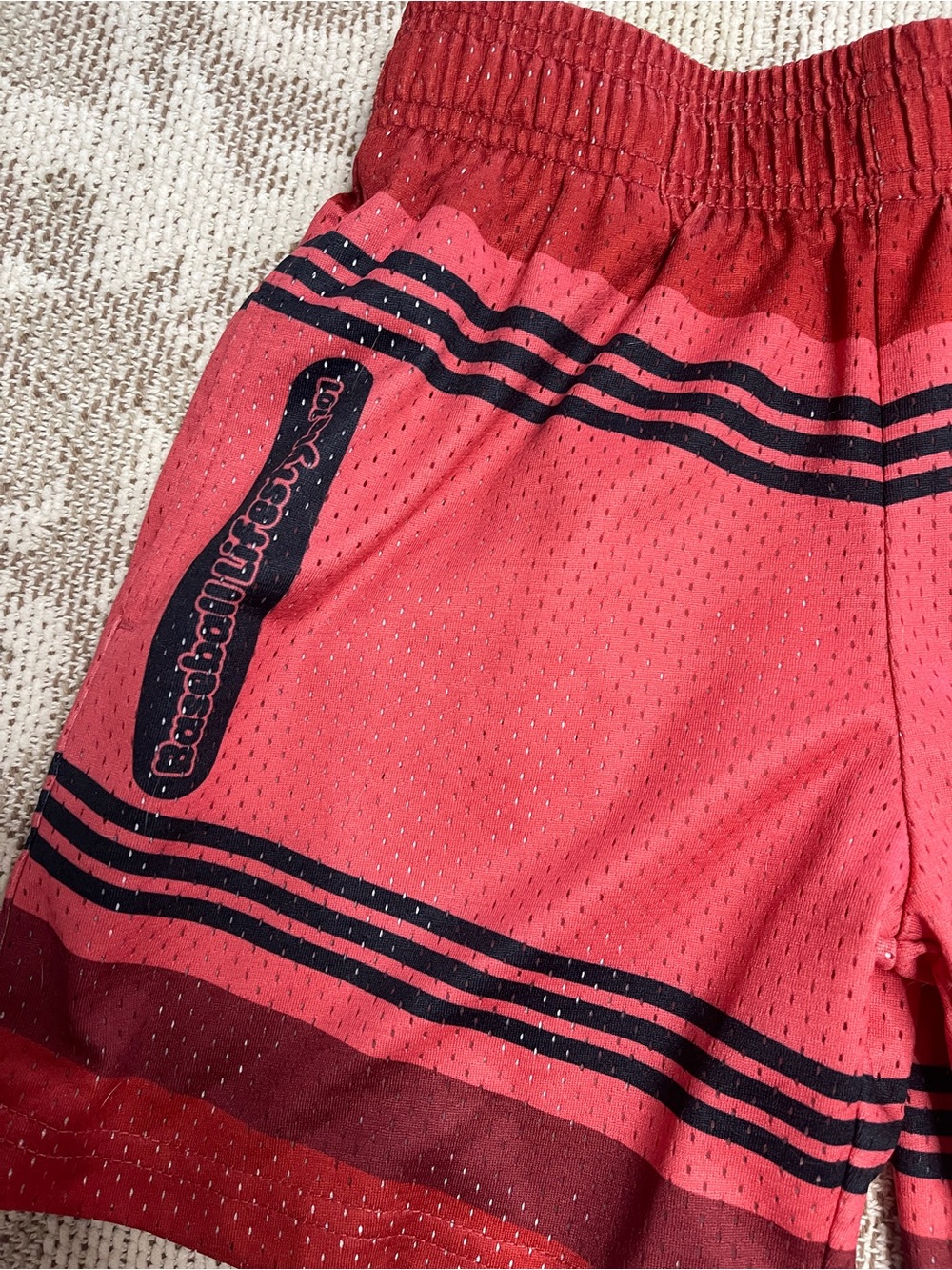 Kids' Dead Red Striped Athletic Shorts BL101 YS - Picture 2 of 8